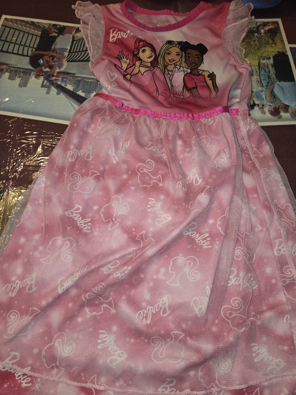 Barbie Girls' Pink Nightgown Pajama Dress